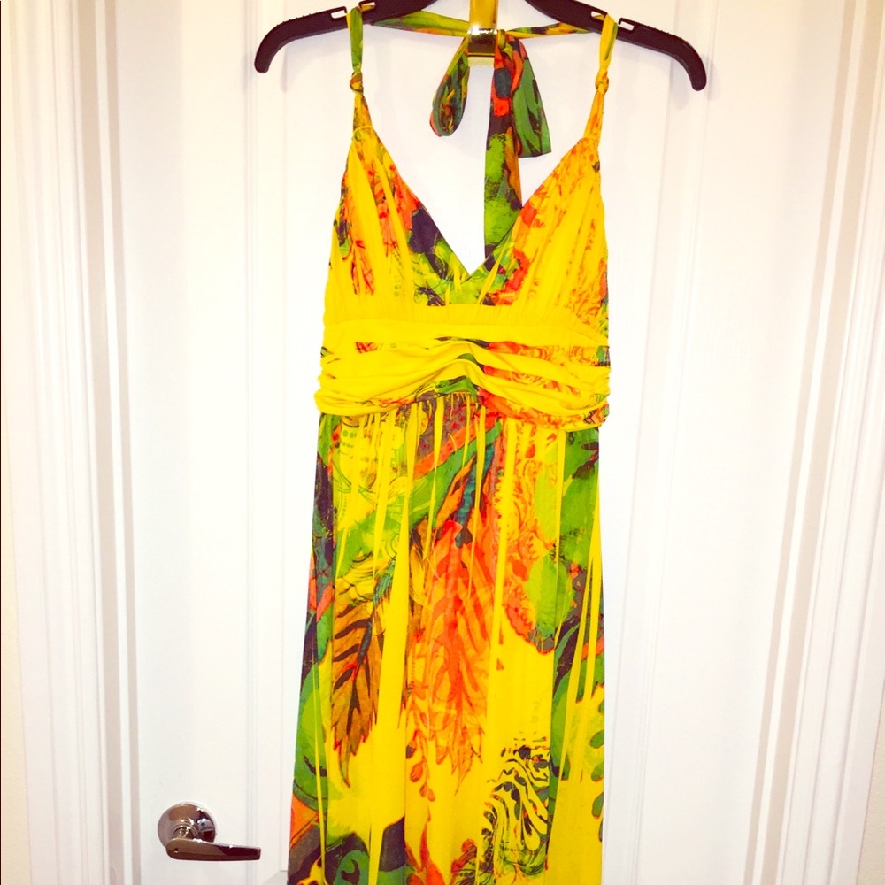 YELLOW MULTI COLOR MAXI DRESS